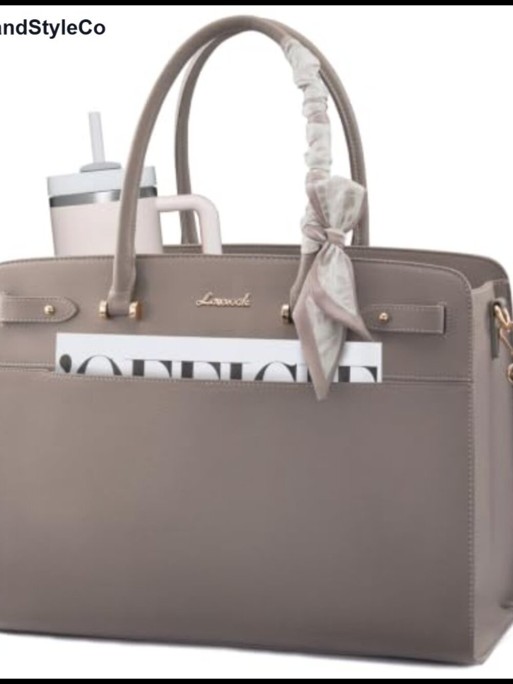 Faux Leather Laptop Tote Bag for Women 15.6 Inch Work Briefcase Handbag